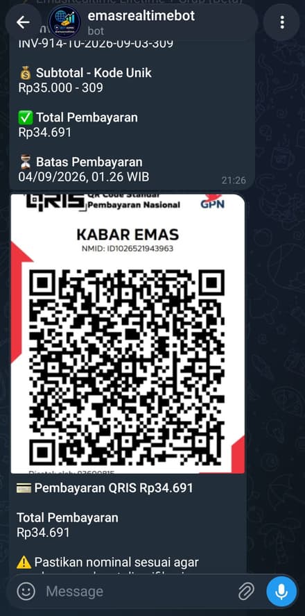 Invoice dan kode QRIS